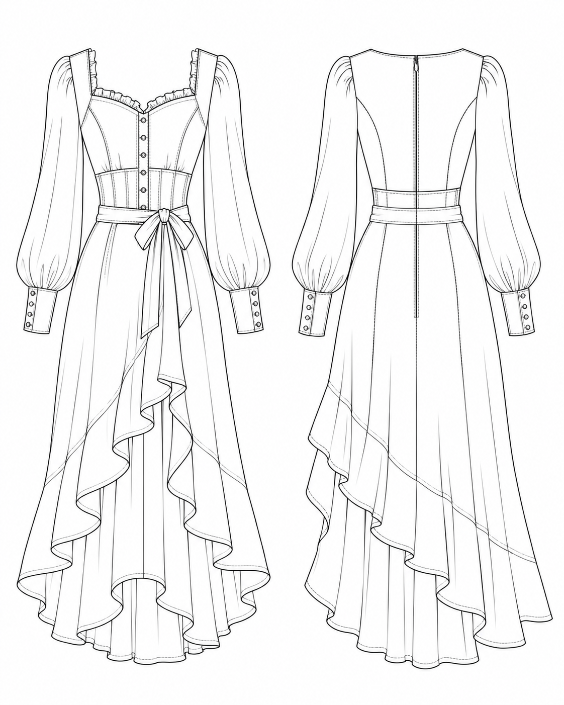 Line sketch garment design